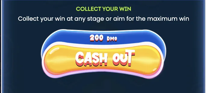 Cheesy Road cash out button showing 200 DMO collect your win screen
