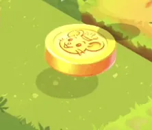 Cheesy Road gold coin bonus tile with mouse engraving on green board