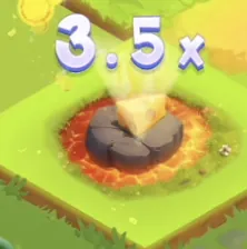 Cheesy Road lava pit trap with volcanic effect and 3.5x multiplier