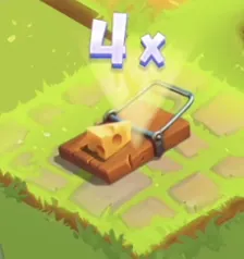 Cheesy Road mousetrap with cheese bait showing 4x multiplier